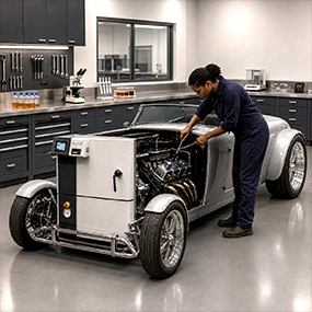 An autoclave hotrod being tuned up
