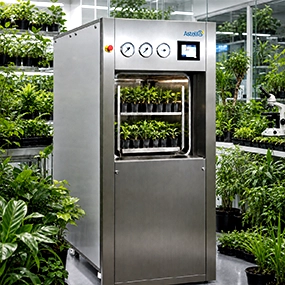 En autoklave fyldt med planter og omgivet af planter