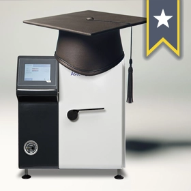 An autoclave wearing a morterboard