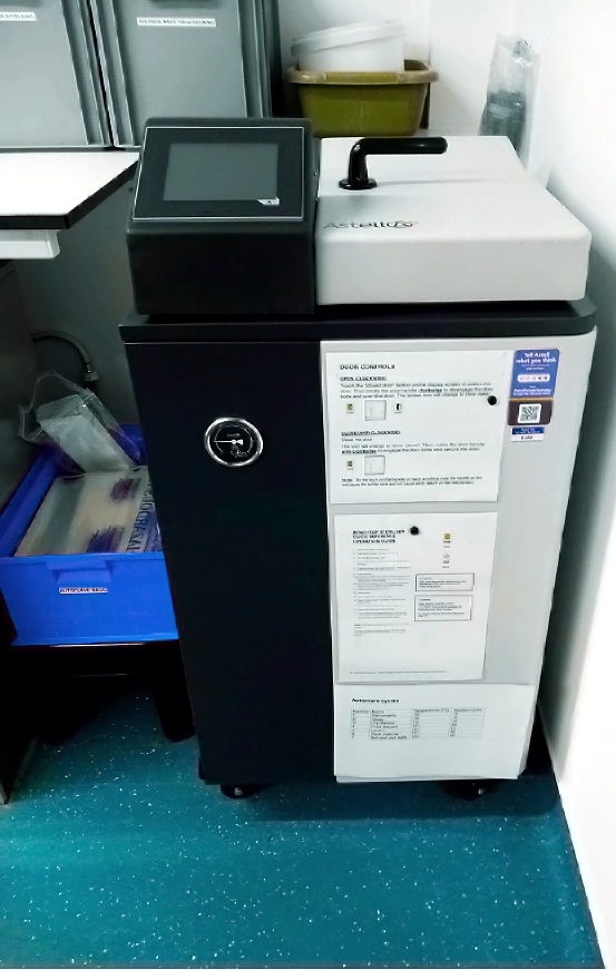 The new Astell AMA440 toploading autoclave at RHS Hilltop, Wisley