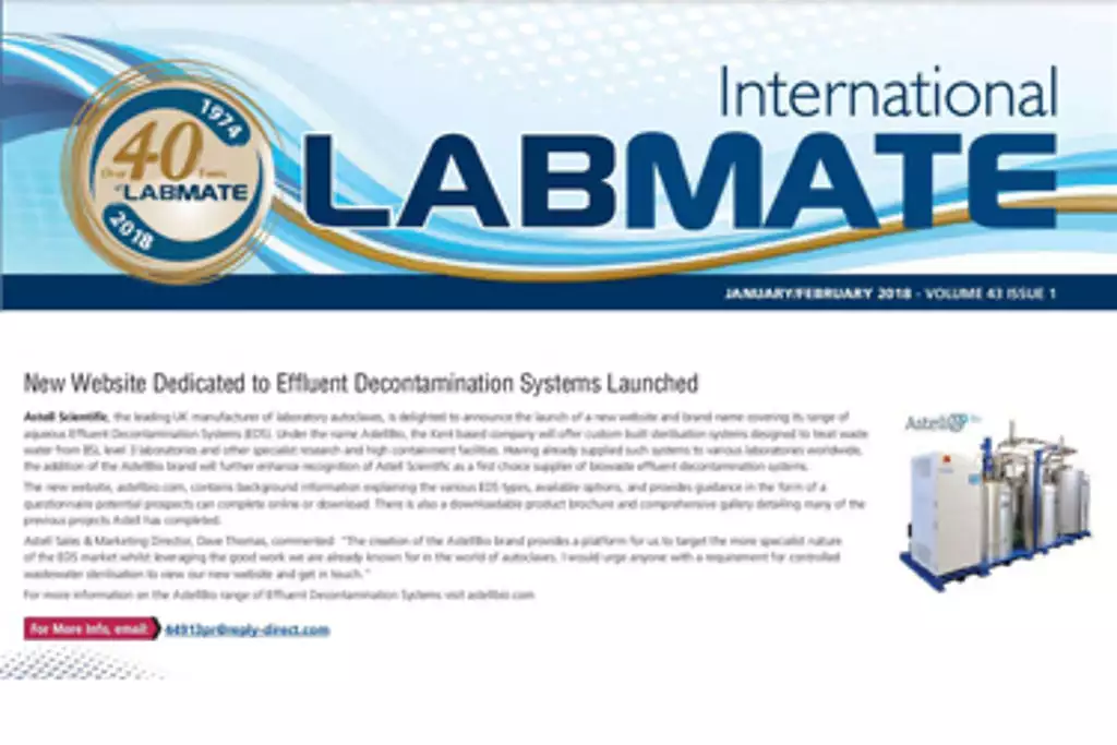 International Labmate features Astell news in February 2018 edition