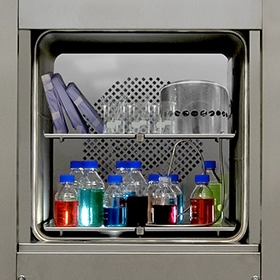 An autoclave chamber containing various load types
