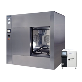 A large square autoclave and small benchtop autoclave
