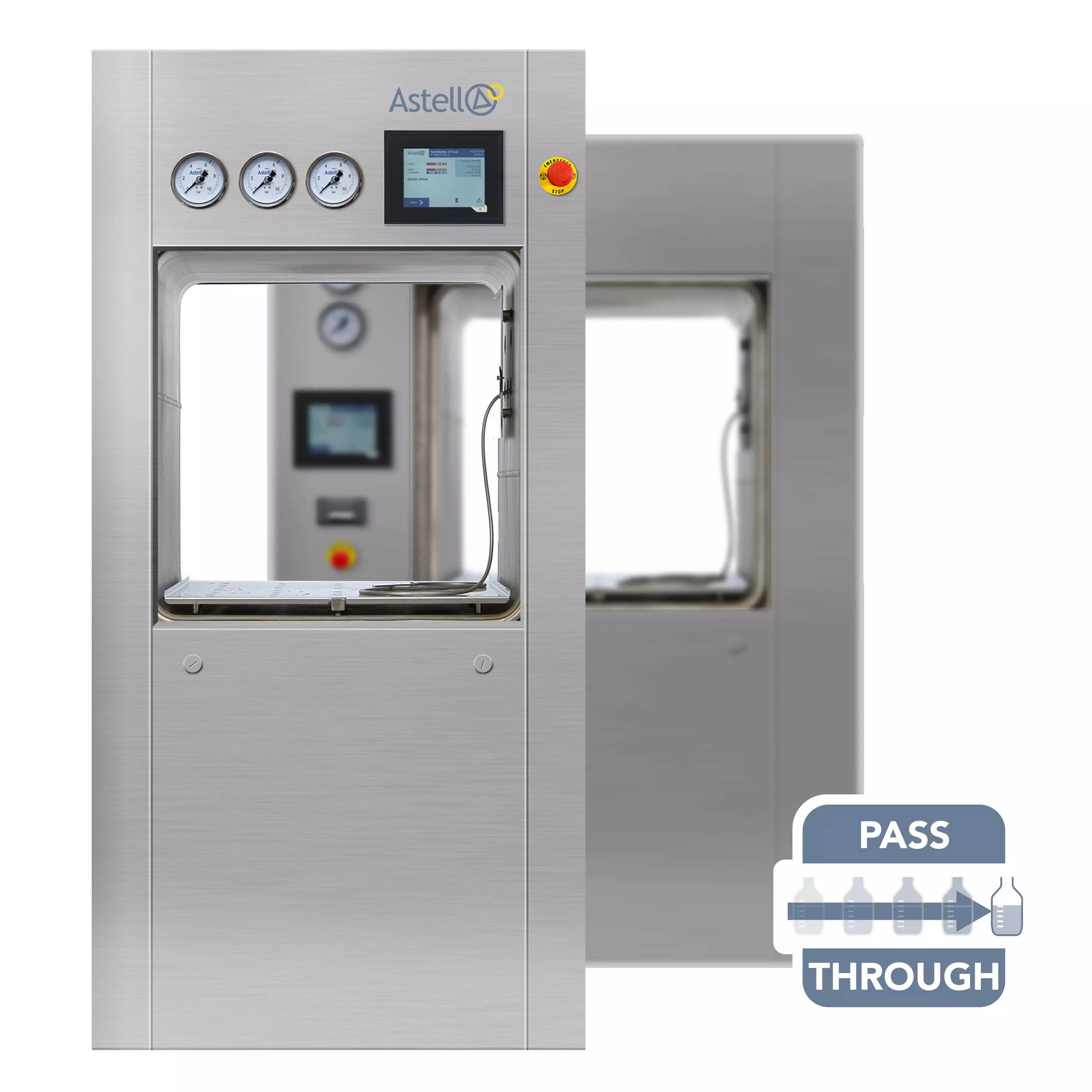 Square-chambered pass-through autoclaves 