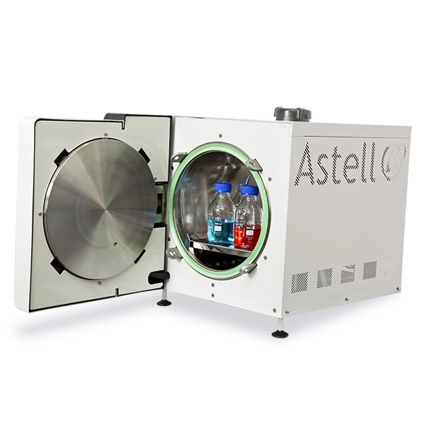 AMB Ecofill Benchtop Autoclave with door open - Side View