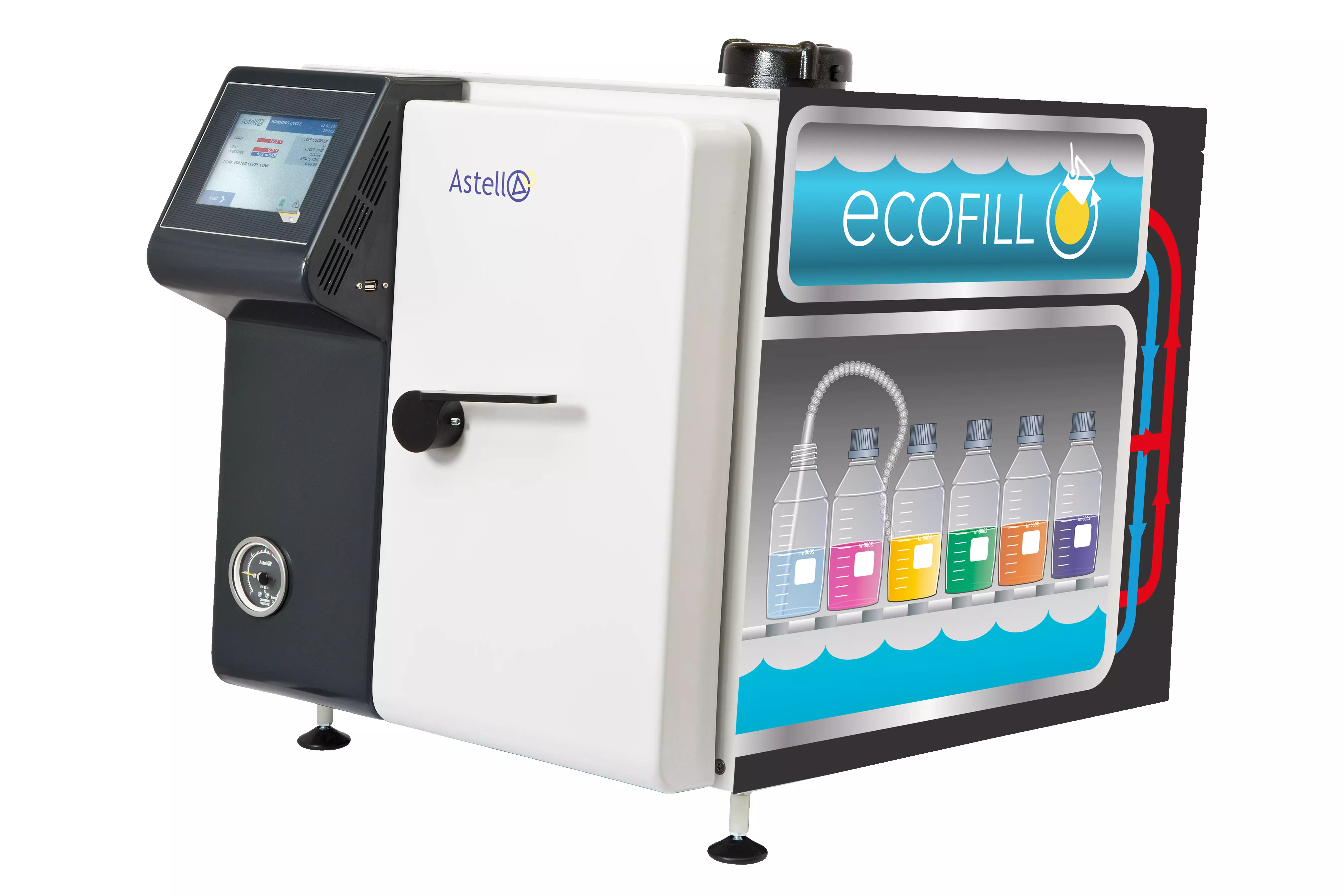 News article image: The Astell Ecofill Benchtop Autoclave with side panel graphics