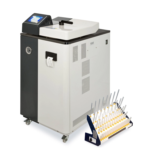 AMA Compact Classic Toploading Autoclave - Side View, with optional Nelldorn Glassware Dryer